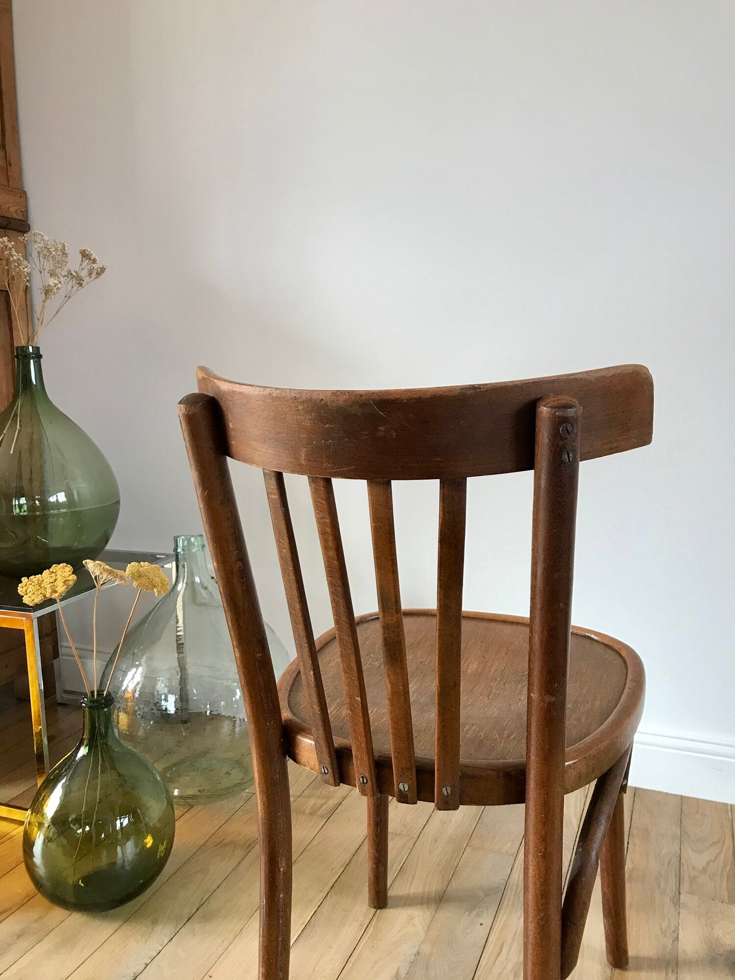 Pair of Baumann curved wood bistro chairs early twentieth century