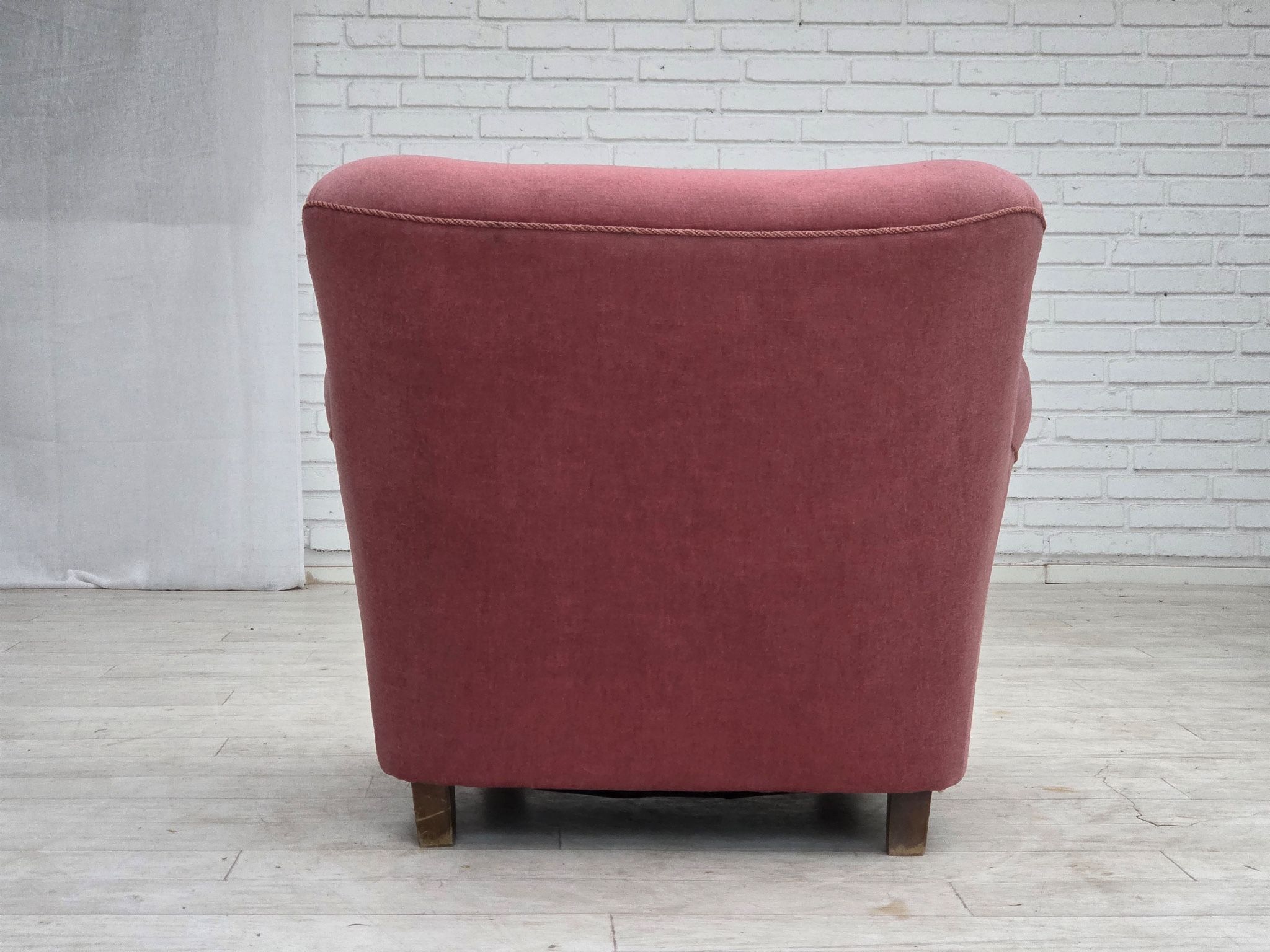 1960s, Danish relax armchair, furniture velour, oak wood.
