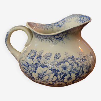 Old pitcher with blue floral decoration Hamage Nord