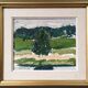 « Green Grove » peinture à l’huile de paysage suédoise vintage, encadrée