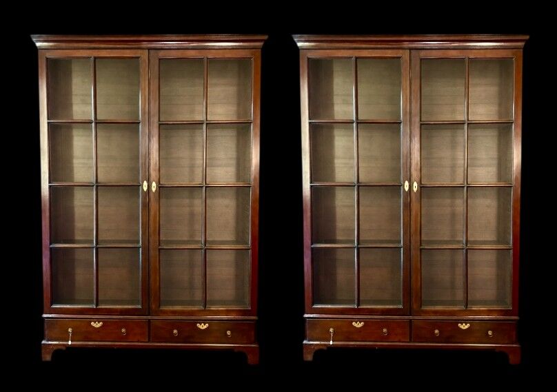Pair of Mahogany Bookcases / Display Cabinets in George III style
