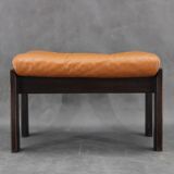 1960s Brown Leather Oak Stool, Denmark