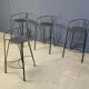 Tabourets de bar vintage en fer forgé et rotin, ensemble de 4 - années 1970