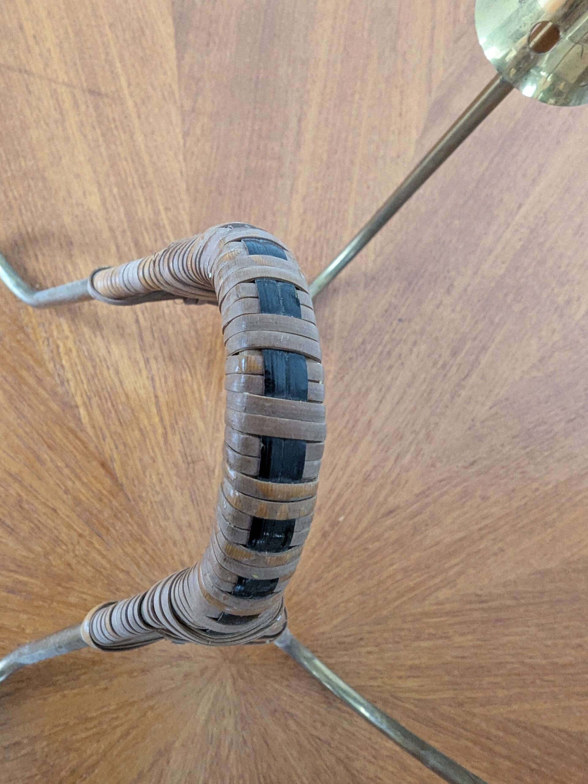 Brass and rattan candlestick