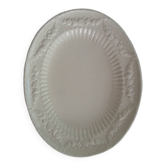 Vintage white earthenware dish with fruit decor