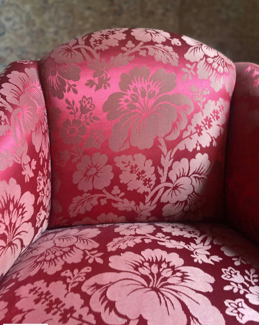Armchair Napoleon III red satin