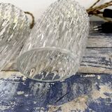 Set of two vintage chiseled glass portable lamps