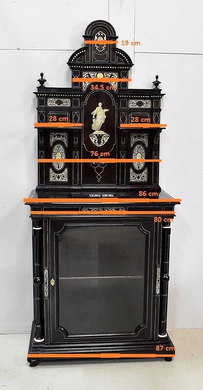 Ceremonial showcase in blackened pearwood, Napoleon III period - 1850