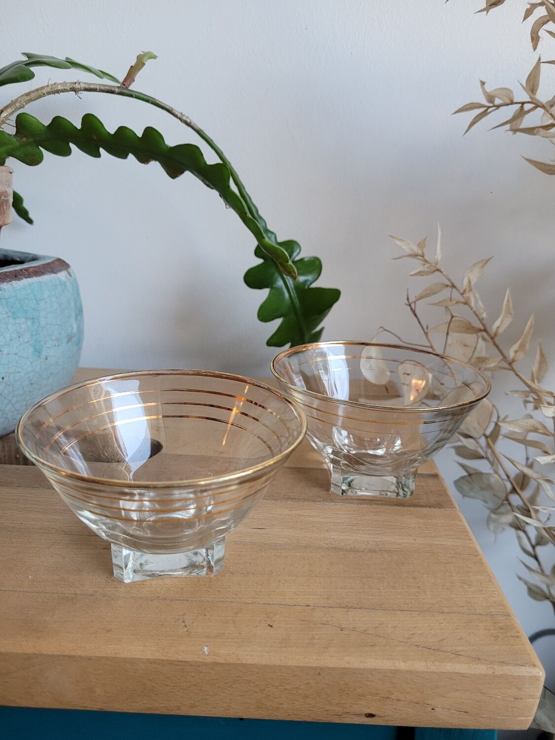 Lot two verrines gilded edges