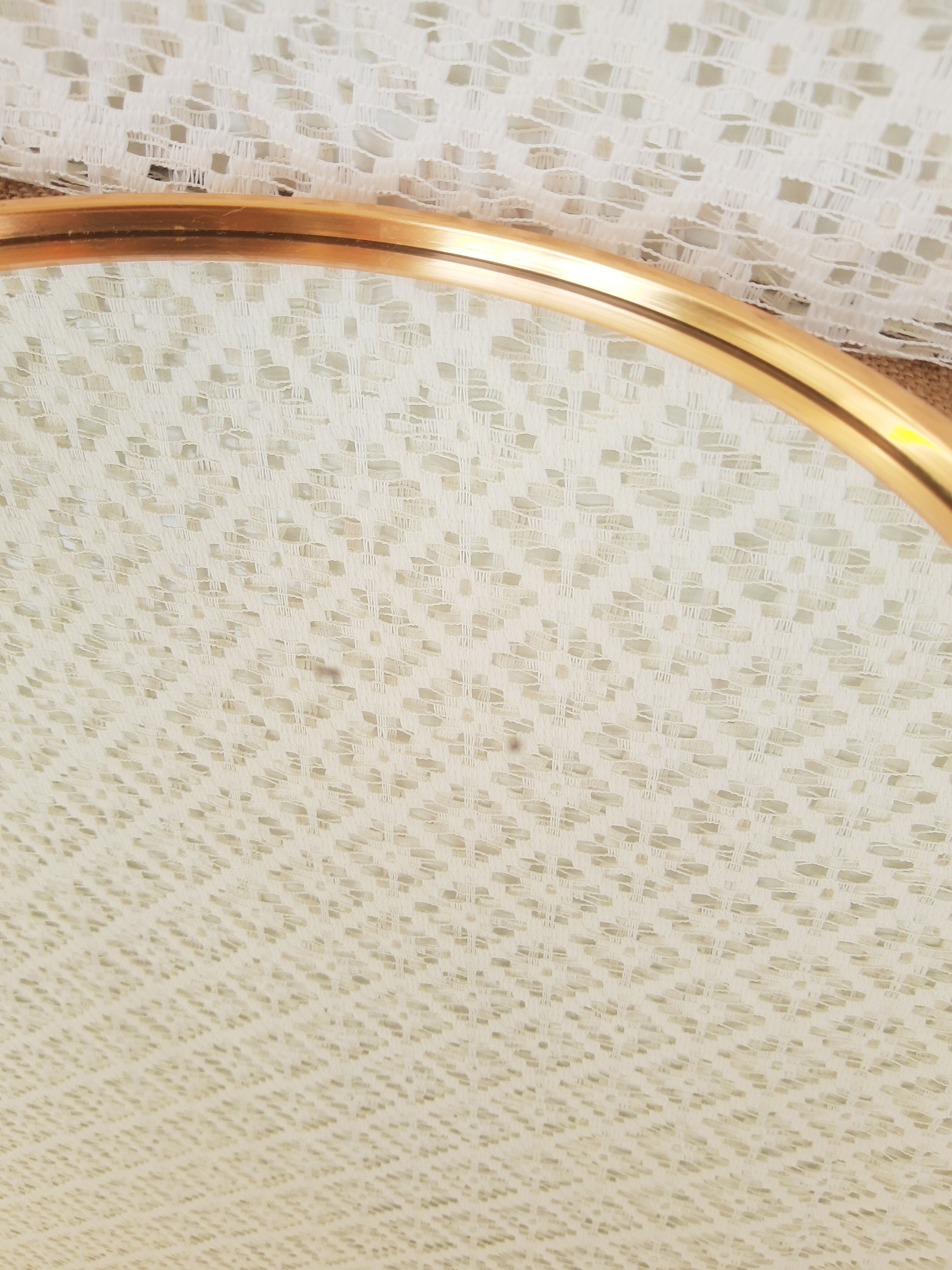 Vintage gold metal mirror round tray