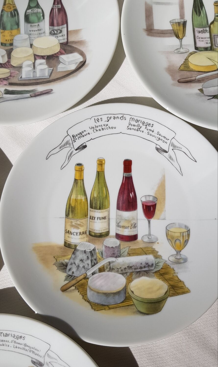 Plateau de fromages en porcelaine avec 6 assiettes assorties