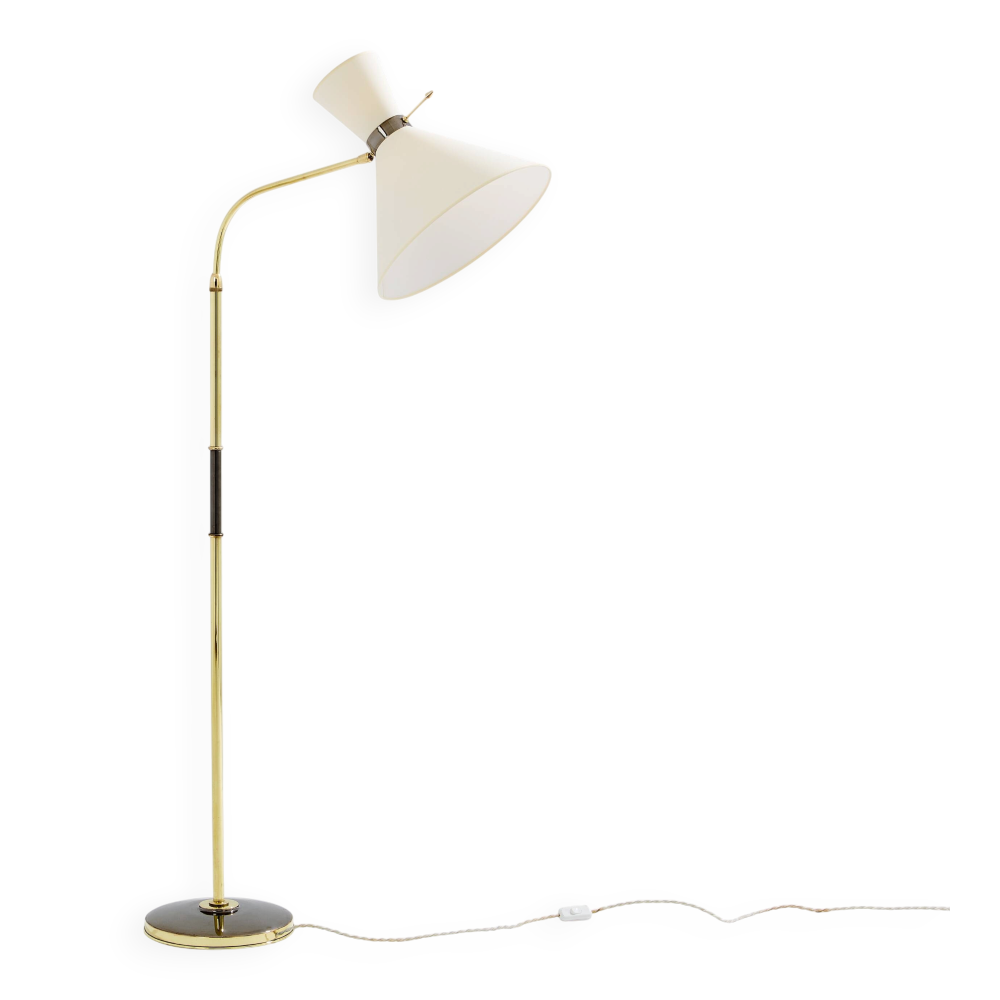 Maison Lunel lampadaire diabolo laiton canon de fusil vers 1950