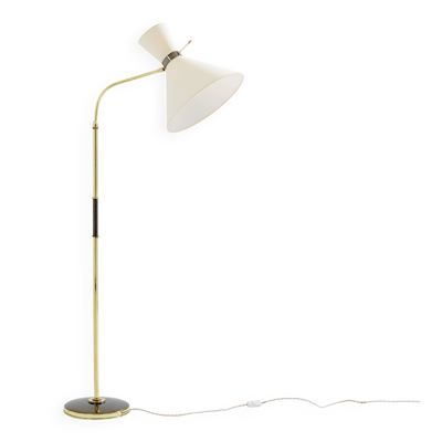 Maison Lunel lampadaire diabolo laiton canon de fusil vers 1950