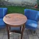 Paire de chaises cocktail bleues en tissu et bois, années 1950 Mid-Century