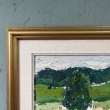 Mid-Century Modern "Green Grove", Vintage Swedish Landscape Oil Painting, Framed