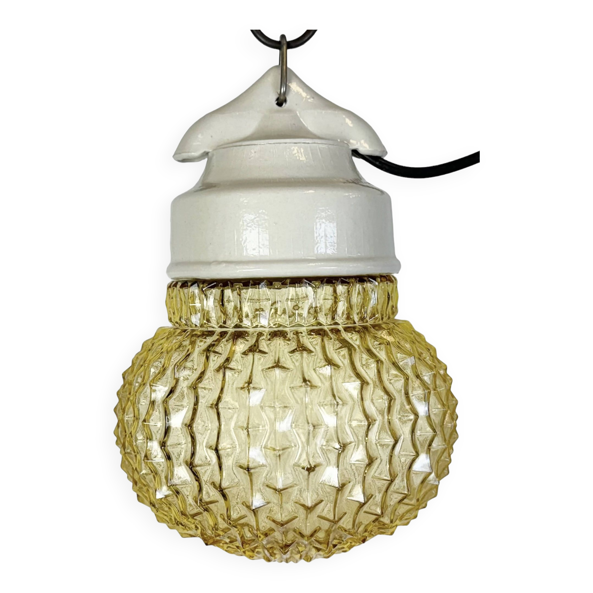 Vintage white porcelain pendant light, 1970s