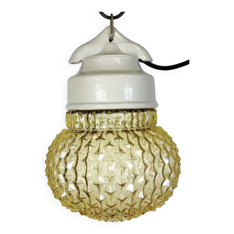 Vintage white porcelain pendant light, 1970s