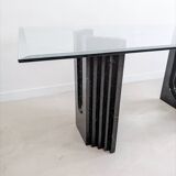 Glass & Black Marble Dining Table by Carlo Scarpa for Cattelan 1970's