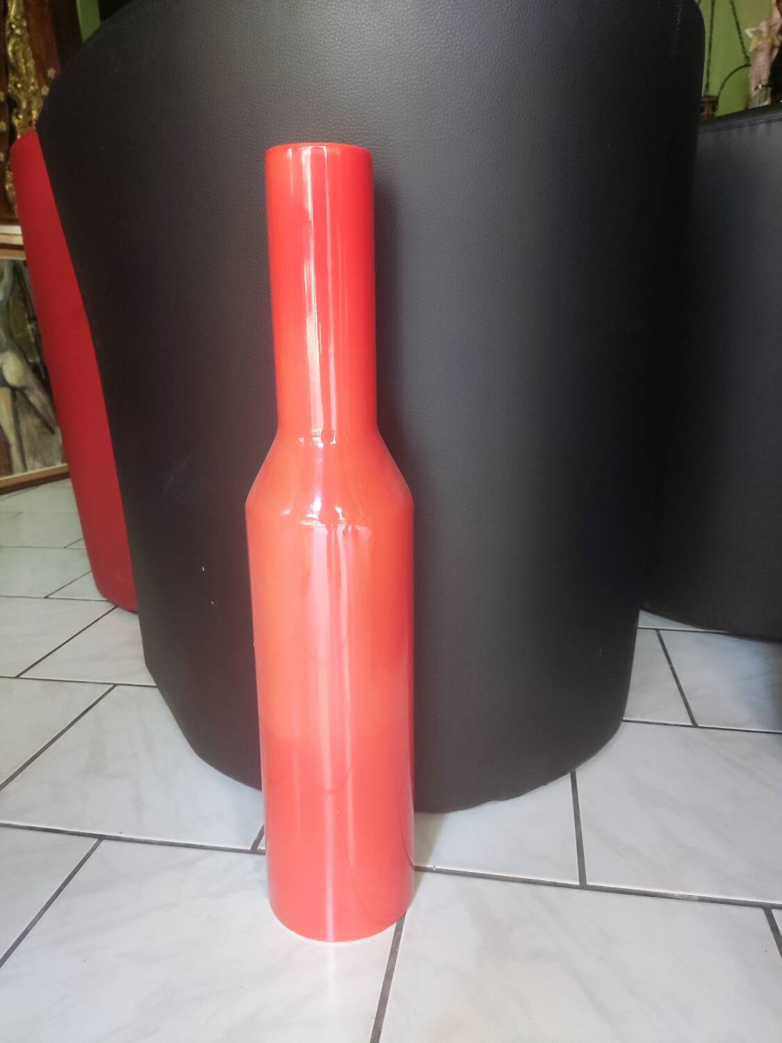 Red glazed stoneware vase