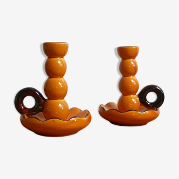 Pair of ceramic candle holders