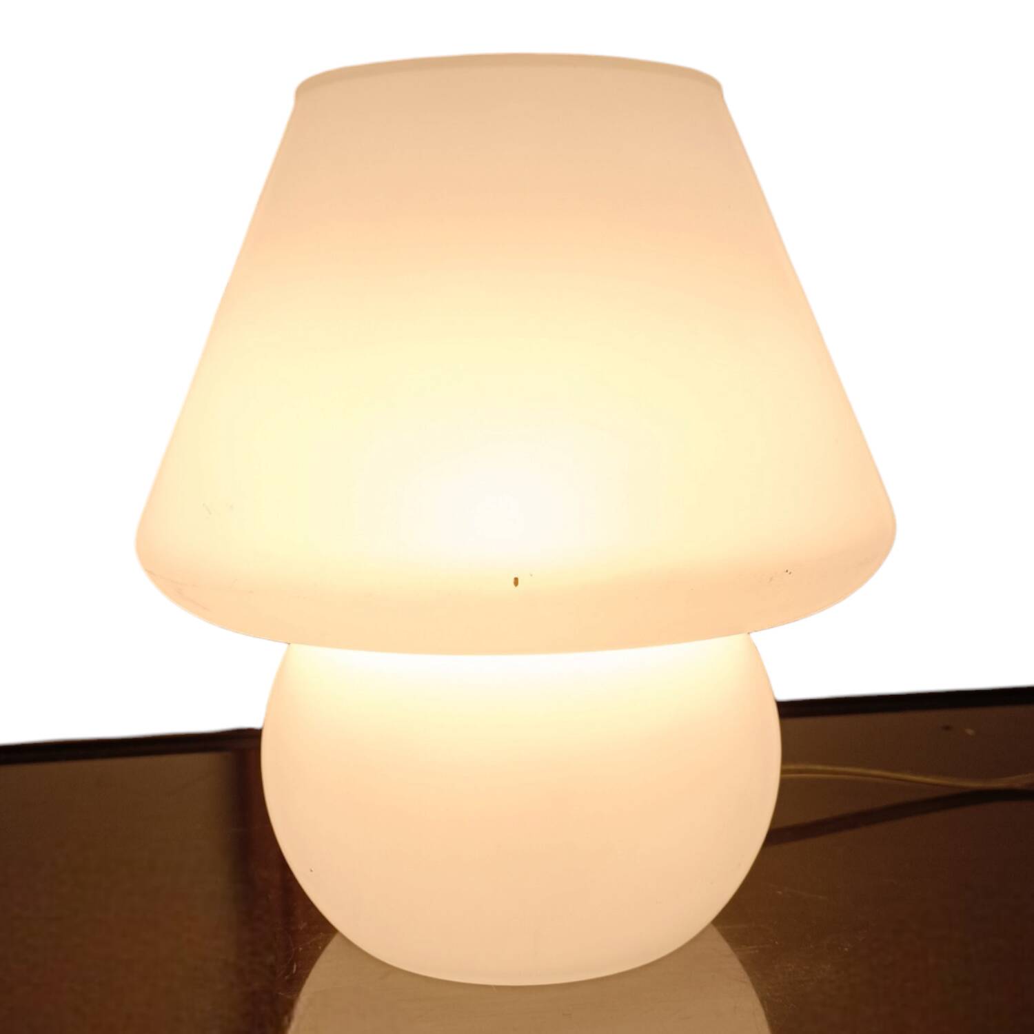 Lampe de table champignon en verre vintage