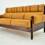 1960s Three-Seat Leather Sofa, Czechoslovakia