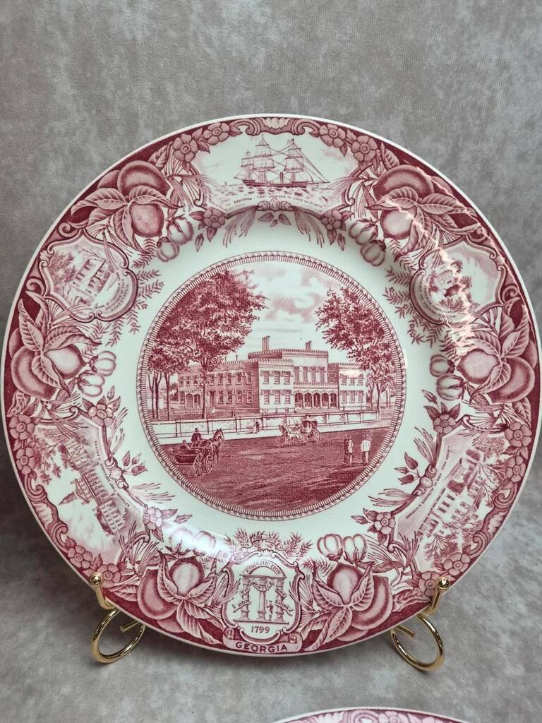 Set of 4 Wedgwood Georgia Historical Plates Mulberry England vintage
