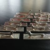 12 Apollo Knife Holders in Silver Metal Animals ART deco