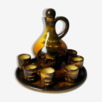 Service a liqueur en faience schramberg majolica style saint jean du desert