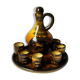 Liqueur service in Schramberg faience, majolica style, Saint Jean du Desert.
