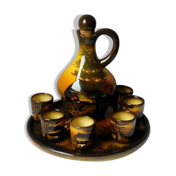 Service a liqueur en faience schramberg majolica style saint jean du desert