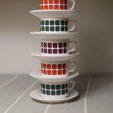 Vintage cups 70s square décor Pop Polka