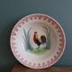 Antique deep dish with hand-painted rooster, Charolles earthenware