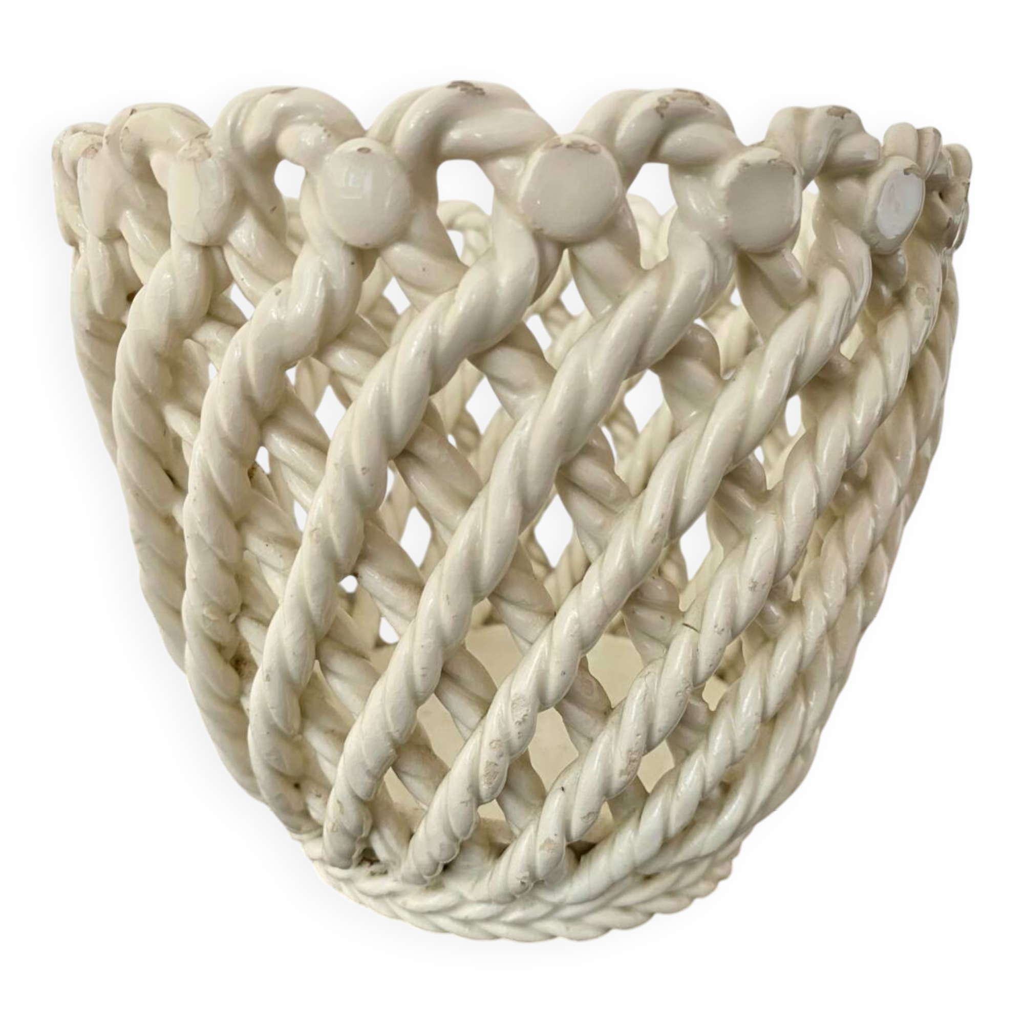 Woven ceramic planter