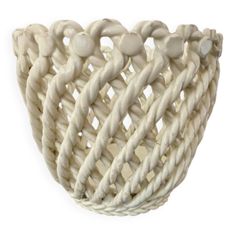 Woven ceramic planter