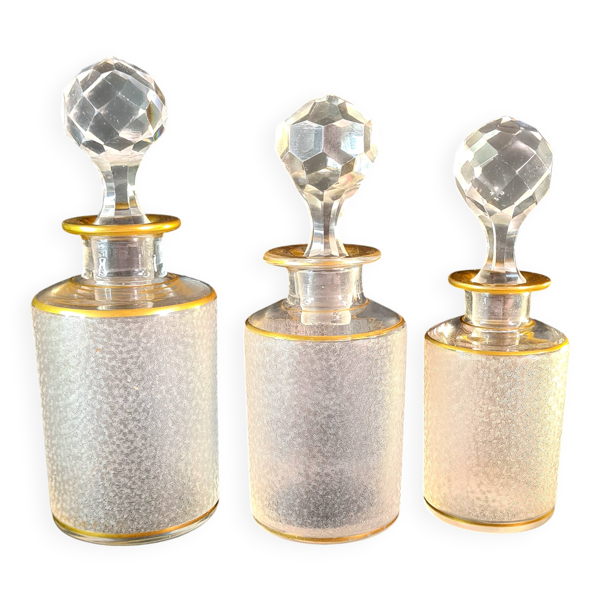 Napoleon III frosted crystal toilet set by Saint Louis