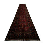 Vintage Red Wool Persian Runner Rug Hand Made Long Oriental Carpet 87x453cm
