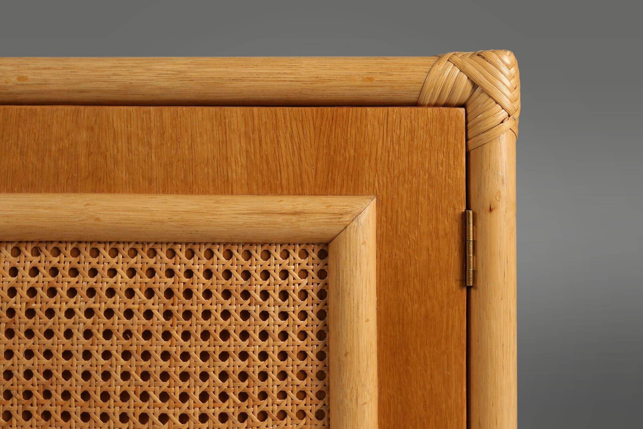 Four-door buffet in rattan and wood, France, 1960s