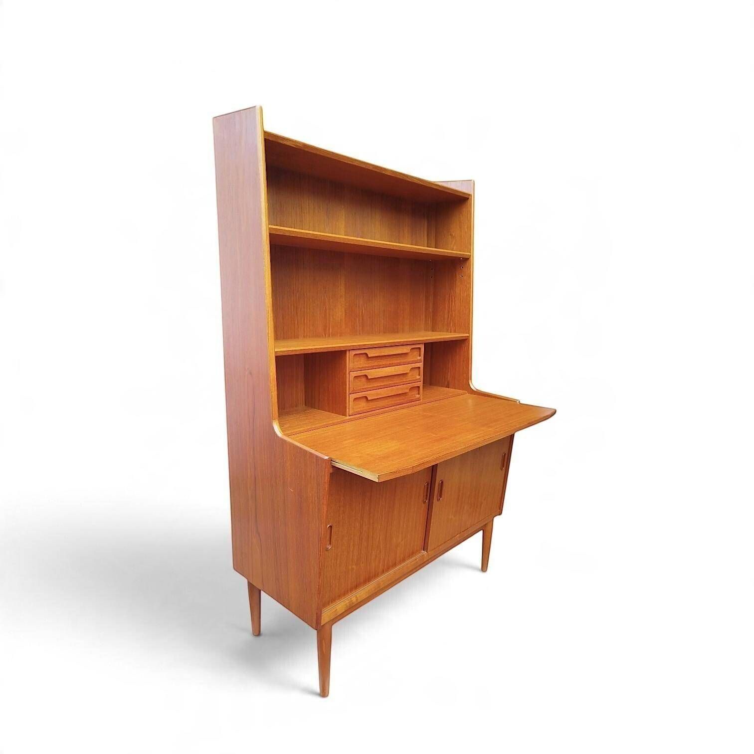 Danish teak secretary bureau with bookcase, Larsens Møbler, 1960s