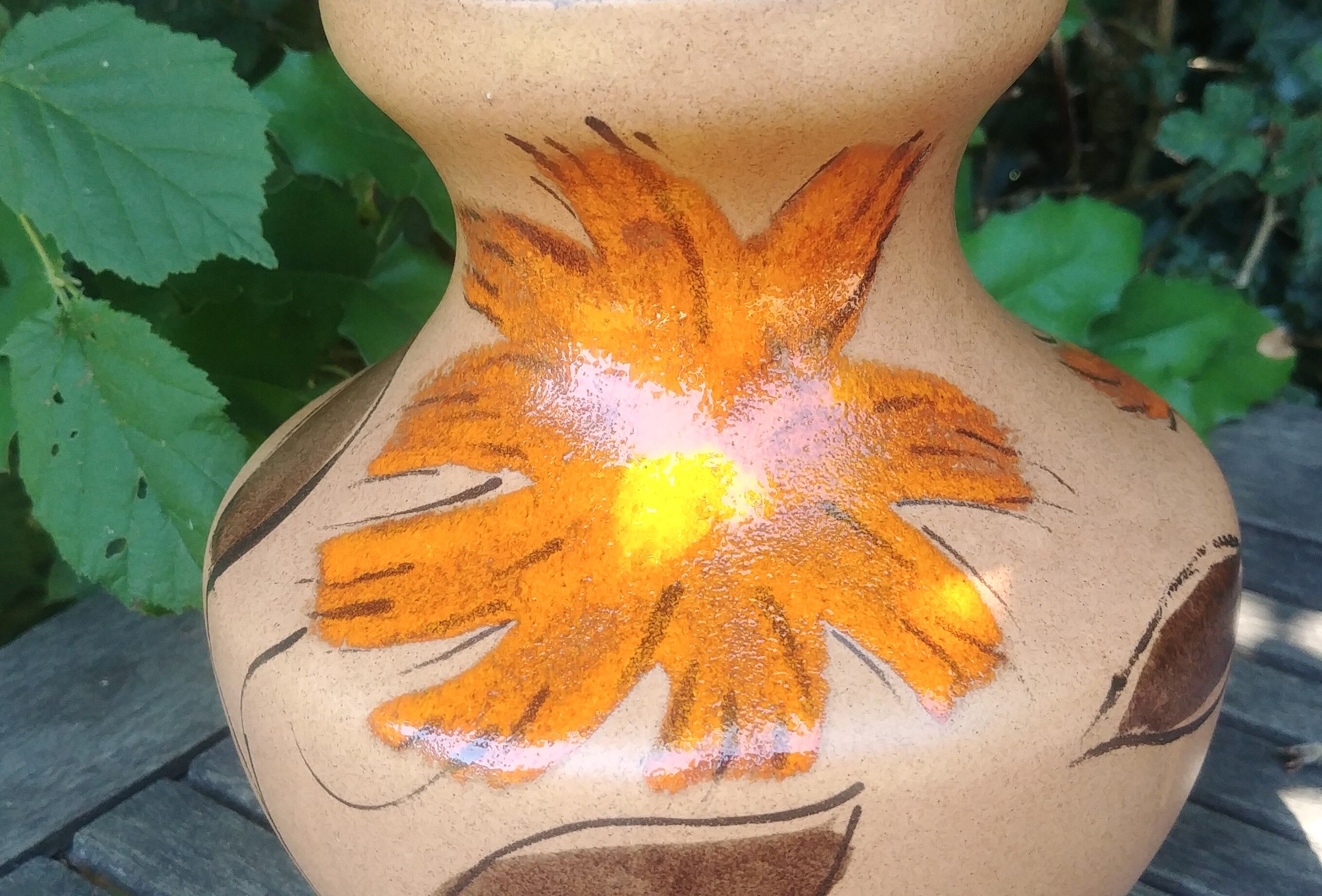 Large glazed ceramic vase from the manufacture of Saint Clément France Vintage 70s.