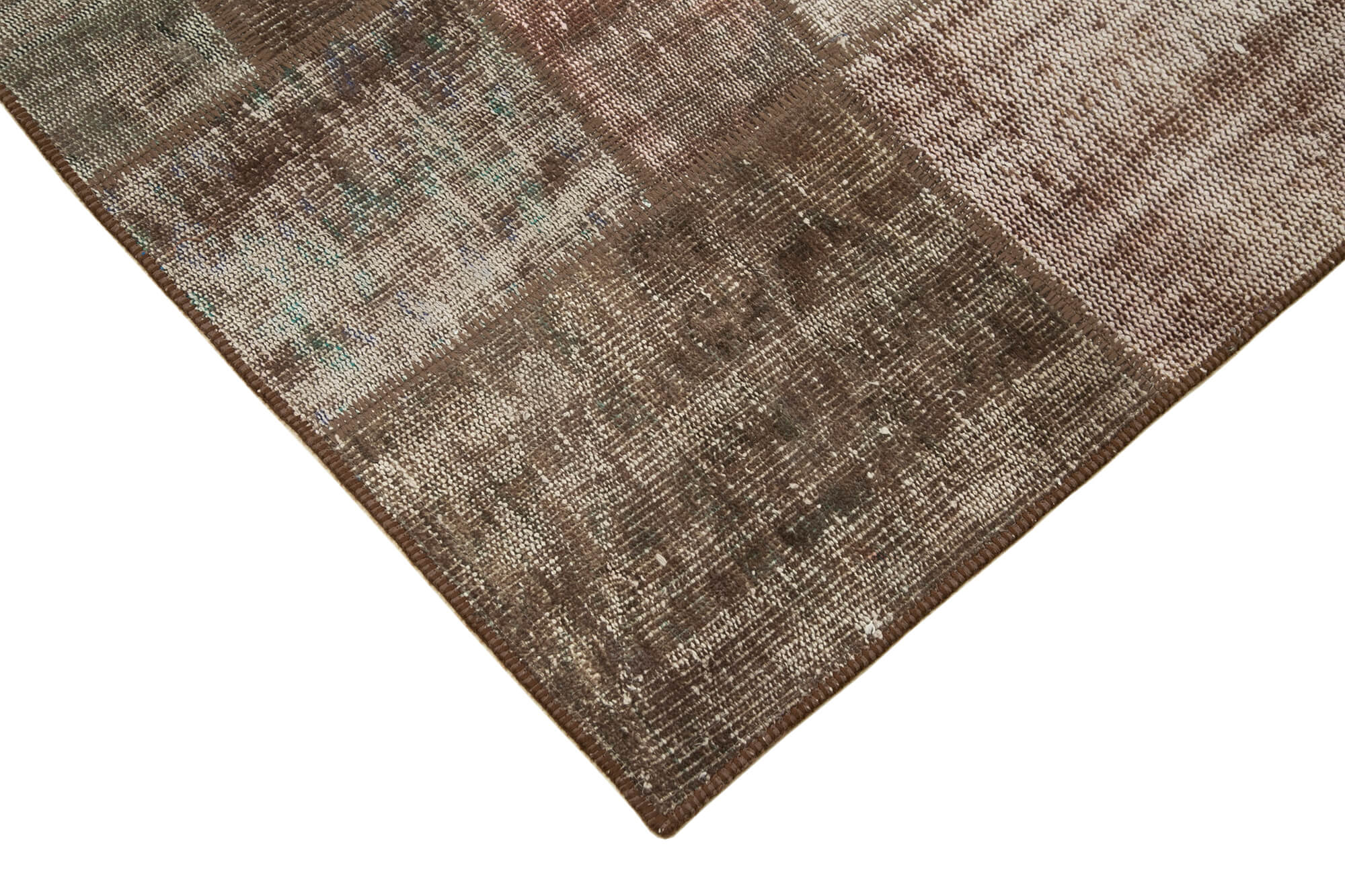 Handwoven Oriental Vintage 172 cm x 237 cm Brown Patchwork Carpet
