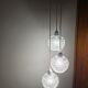 Suspension cascade three globes in cut glass vintage and pink wire