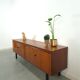Long dark walnut veneer sideboard, vintage TV cabinet