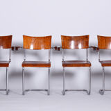 Set Of 4 Restored Bauhaus Beech Armchairs Designed by Mart Stam, 1930s, Czechia, High Gloss