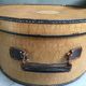 Hat box with leather handle