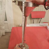 Art deco globe pendant light in white opaline and aluminum rod