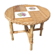 Round coffee table in japanese ceramic bamboo rattan 1960
