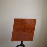 Antique handcrafted square table with drop leaves made of burl wood, Swedish, 19th century.