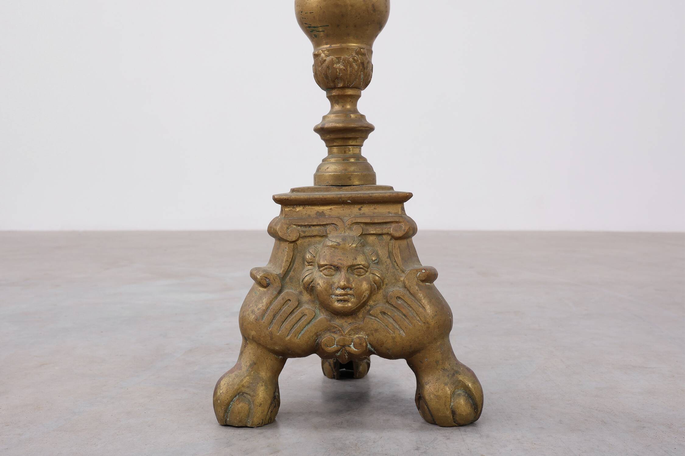 Large copper church candle holder, France 19th century