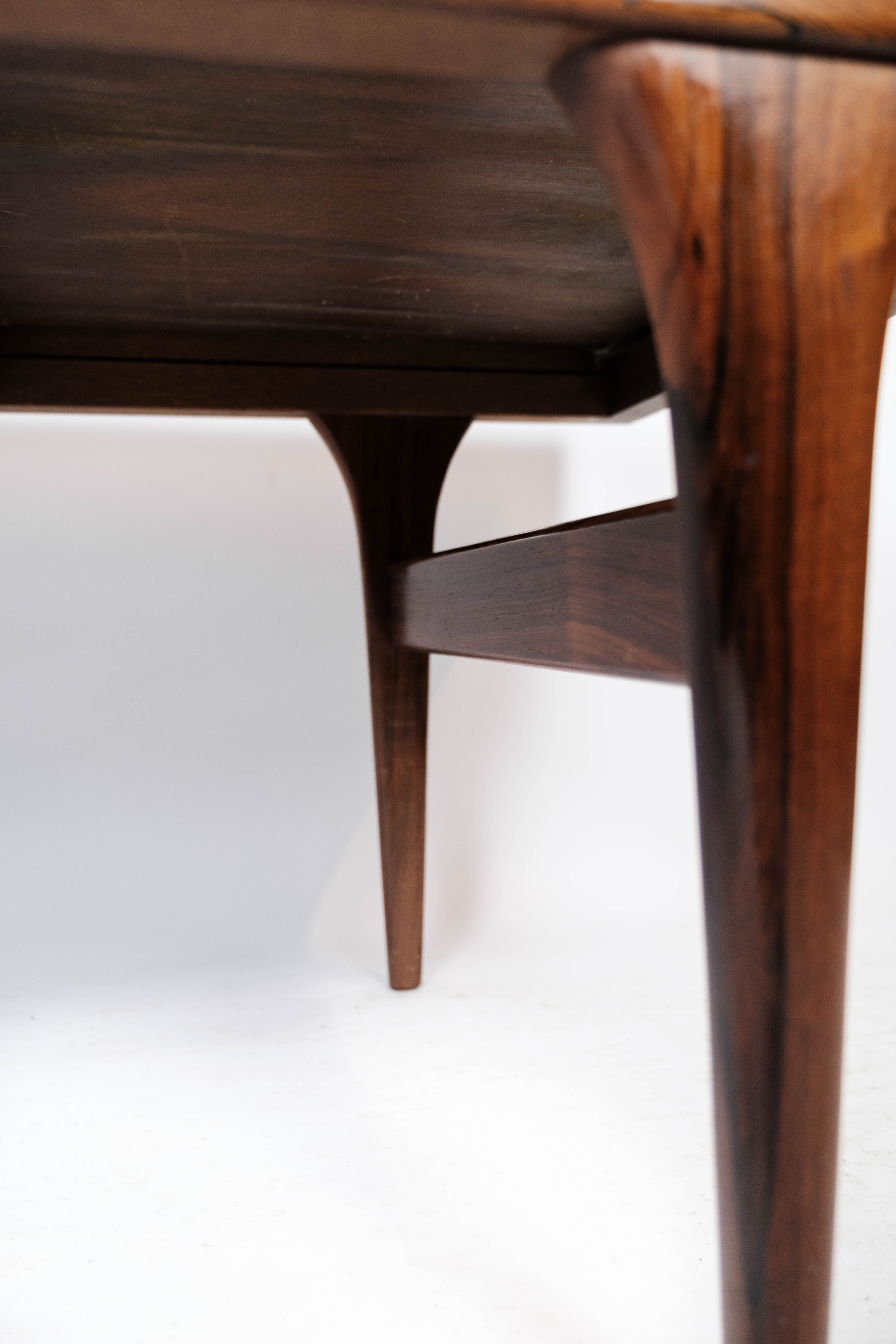 Coffee table in rosewood with blue tiles designed by Johannes Andersen, 1960s